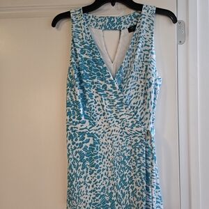Thalia Sodi Teal and White Midi Top